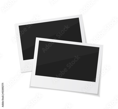 Collect moments. Vector  photo. Empty retro photos on white background. Instant photo frame collection.