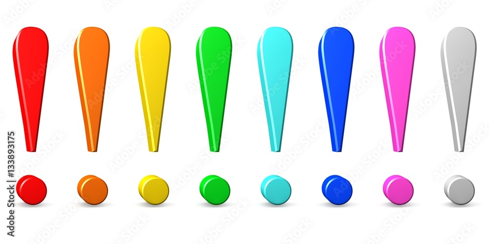 3d exclamation mark multi color 2