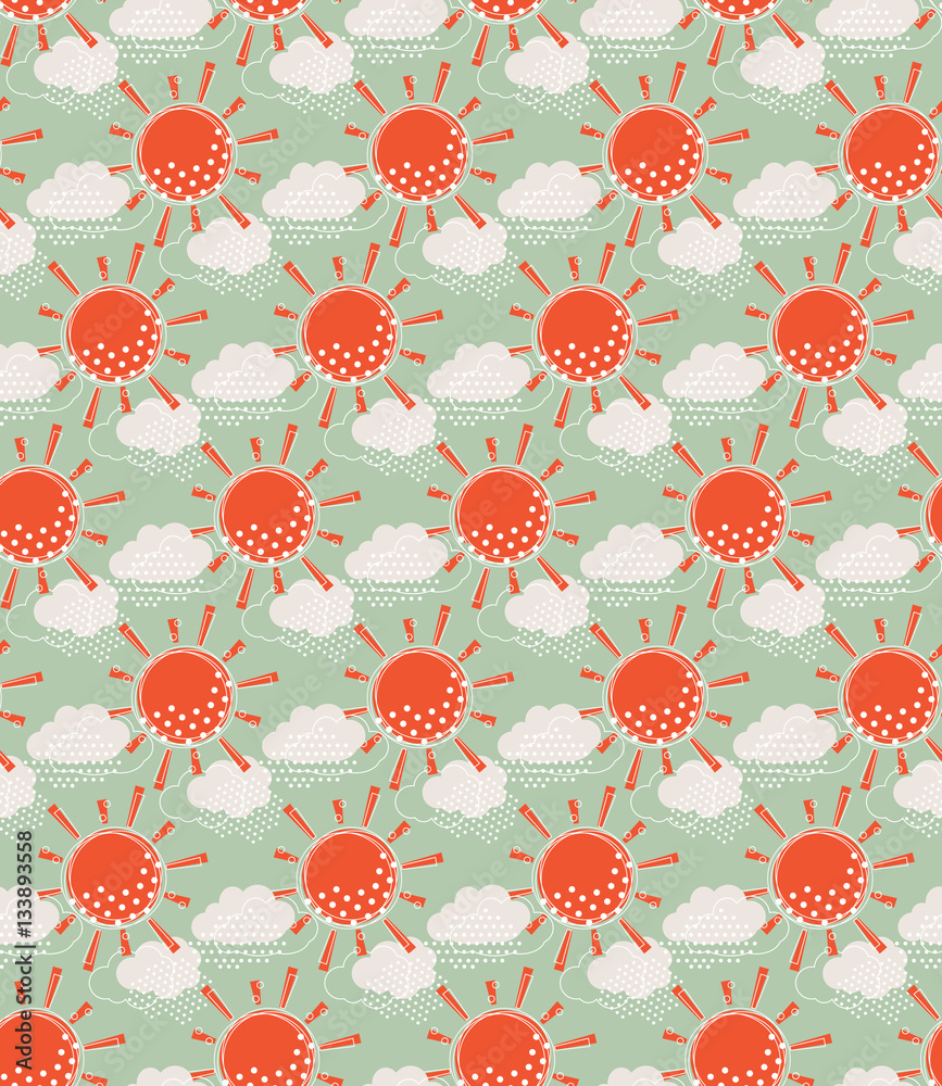Sun with clouds seamless pattern Sun with clouds seamless pattern