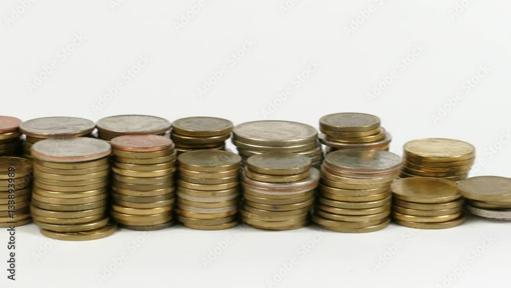South Korea flag waving with stack of money coins South Korea flag waving with stack of money coins