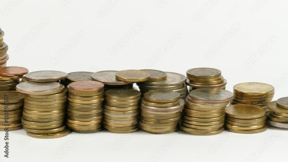 Qatar flag waving with stack of money coins Qatar flag waving with stack of money coins