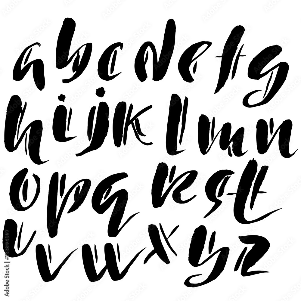 Hand drawn font made by dry brush strokes. Grunge style alphabet Hand drawn font made by dry brush strokes. Grunge style alphabet