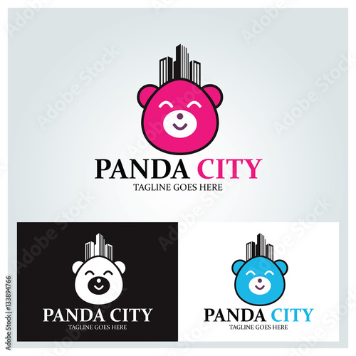 Panda city logo design template ,Vector illustrtion