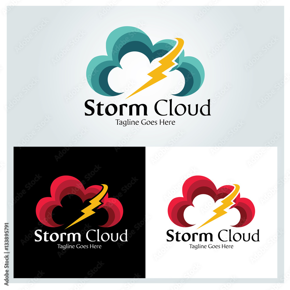 Storm cloud logo design template ,Vector illustration Stock Vector