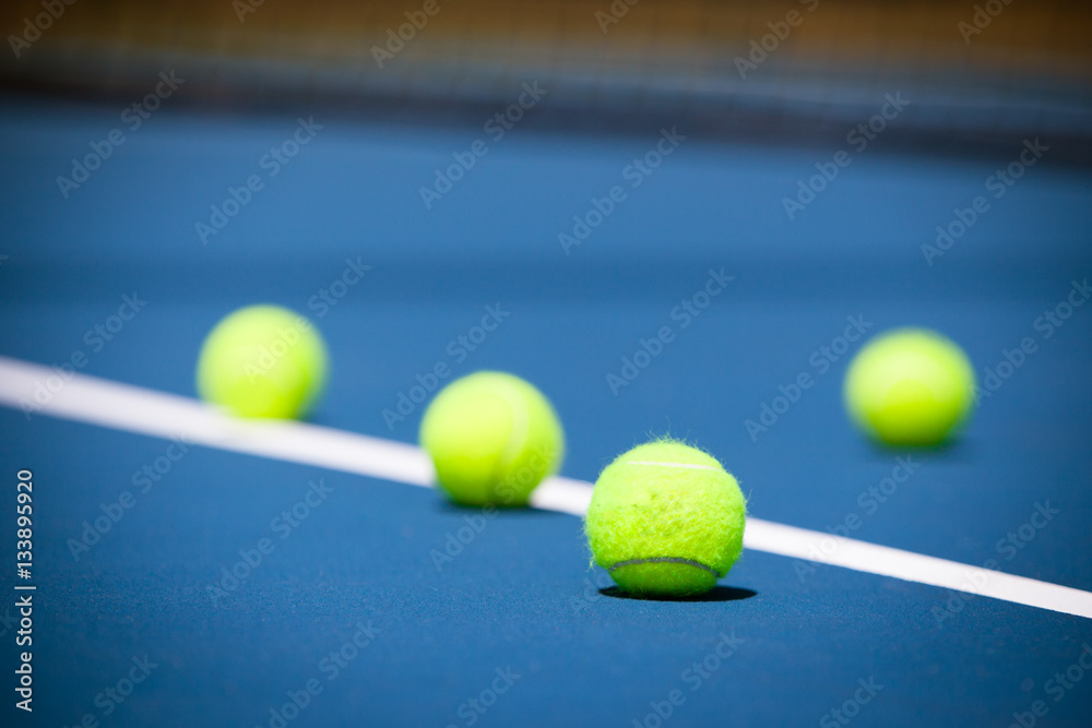 Tennis Court with Ball and Net