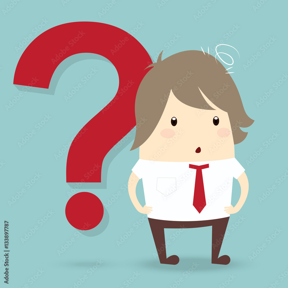popular businessman with red question mark, business concept popular businessman with red question mark, business concept