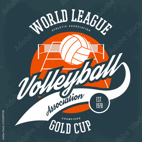 Ball for volleyball in front of field with net