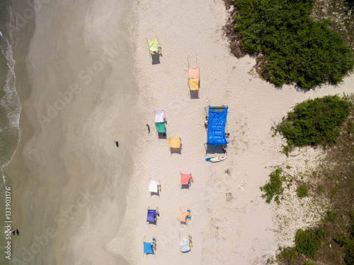 Top View of Umbrellas in a beach
