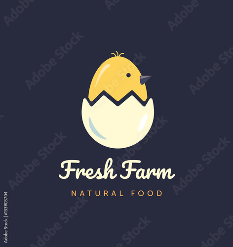 Vector logo for home business with products from chicken meat and eggs. Poultry Farm illustration.