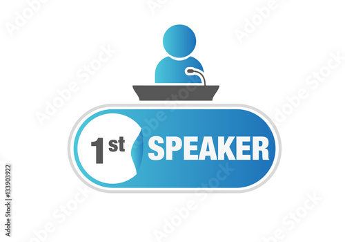 Speaker, session, microphone, podium, sign, button, 1st