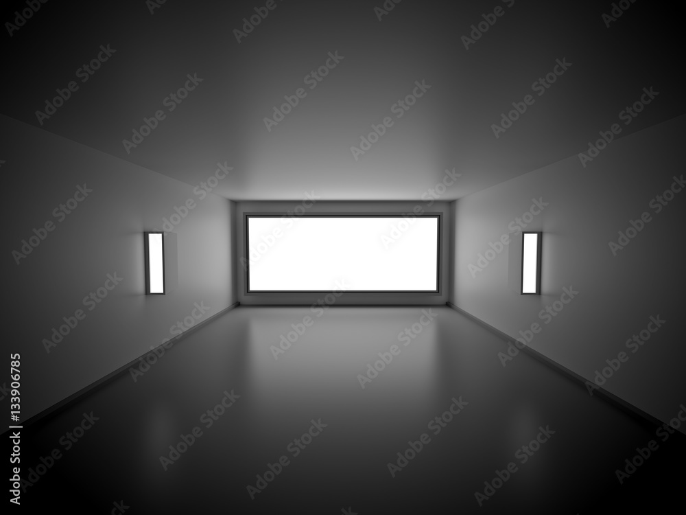 Empty Room with blank Light box. 3d Render Illustration. Empty Room with blank Light box. 3d Render Illustration.