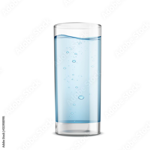 Glass of clean water isolated on white background. Stock vector