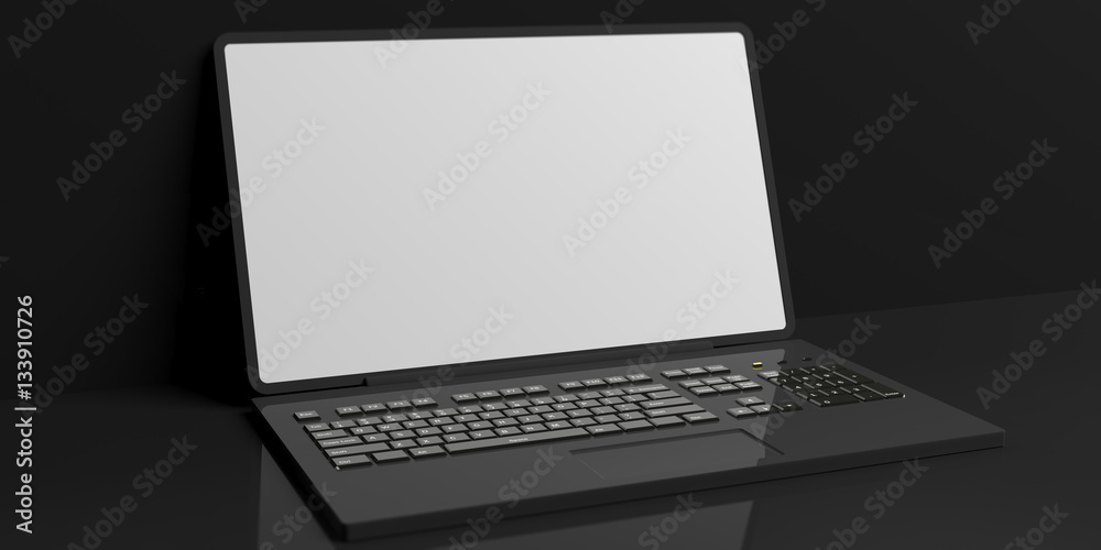 Laptop on black background. 3d illustration Laptop on black background. 3d illustration