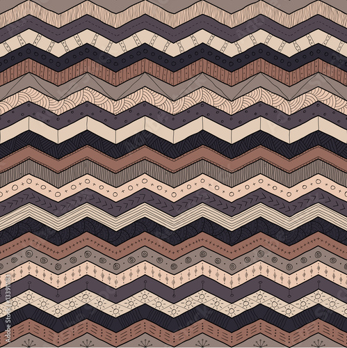 Geometric multicolor chevron or zig zag, seamless tribal pattern
