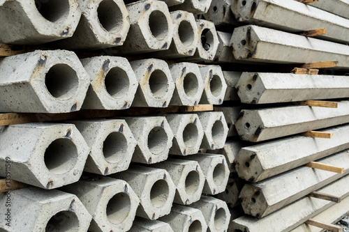 The pile of hexagon concrete foundation piles.