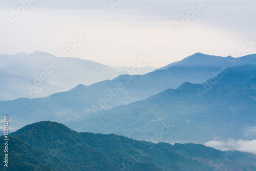 Fototapeta Naklejka Na Ścianę i Meble -  Mountain view on morning with fog,Fog on the Mountain