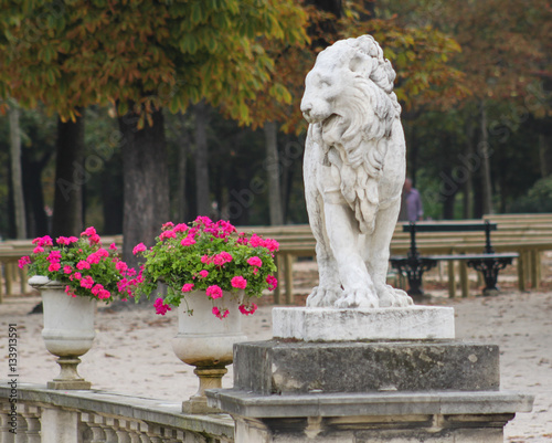 Statue of lion in Gardens of Versailles