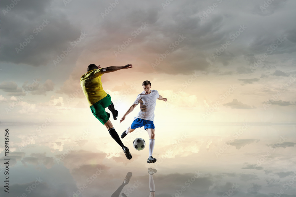 Soccer player outdoors . Mixed media Soccer player outdoors . Mixed media