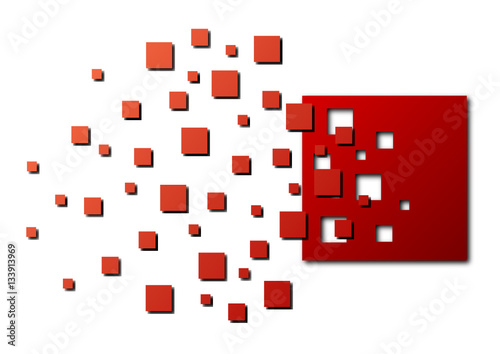 Rozerwany czerwony kwadrat photo