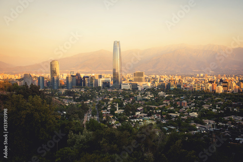 Cityscape of Santiago de Chile at dawn. © progat