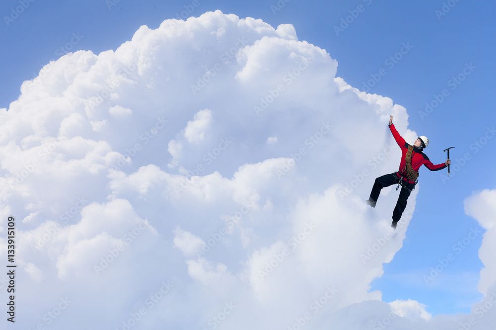 Extreme climbing is his adrenaline . Mixed media Extreme climbing is his adrenaline . Mixed media