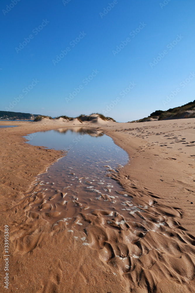 Low tide on the beach of Los Caños de Meca, on the coast of the province of Cadiz, Spain