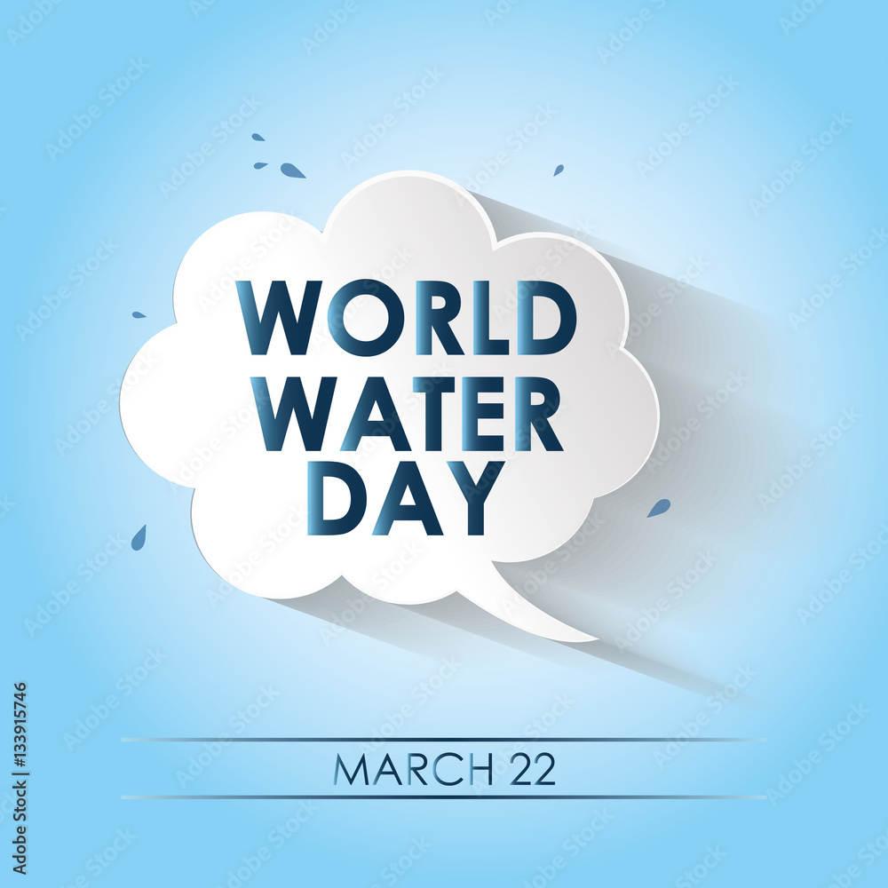 Fototapeta premium Text world day of water inside a white bubble talk on blue backg