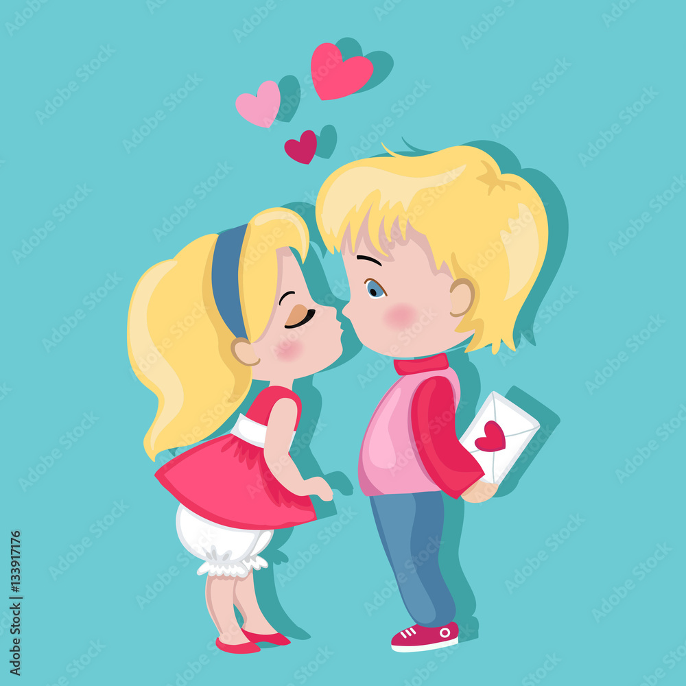 Valentine's Day. Boy and girl kissing. Love card. Valentine's Day. Boy and girl kissing. Love card.