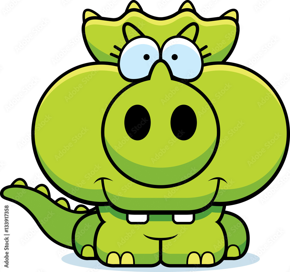 Cartoon Triceratops Smiling