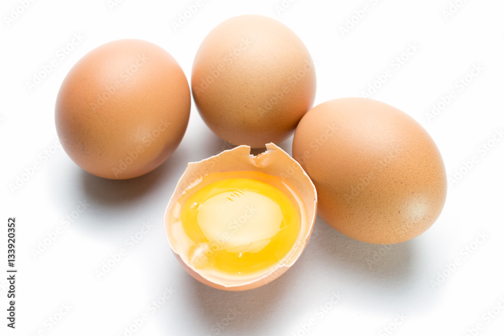 egg on white background with egg is broken egg on white background with egg is broken