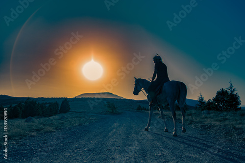 horse riding silhouette