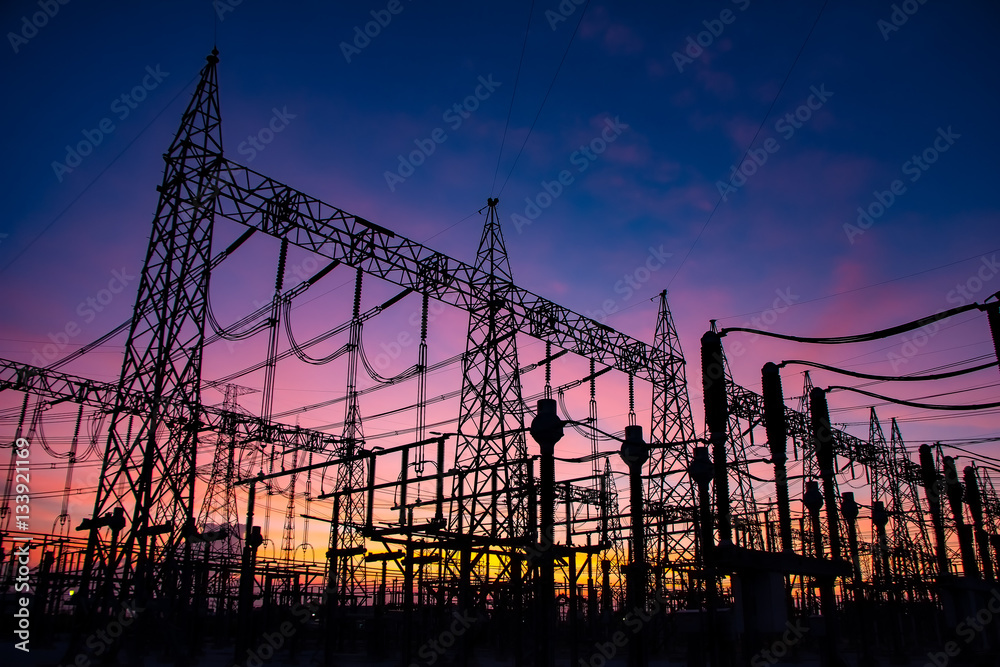 High Voltage Substation and Equipment ,sunset,Thailand