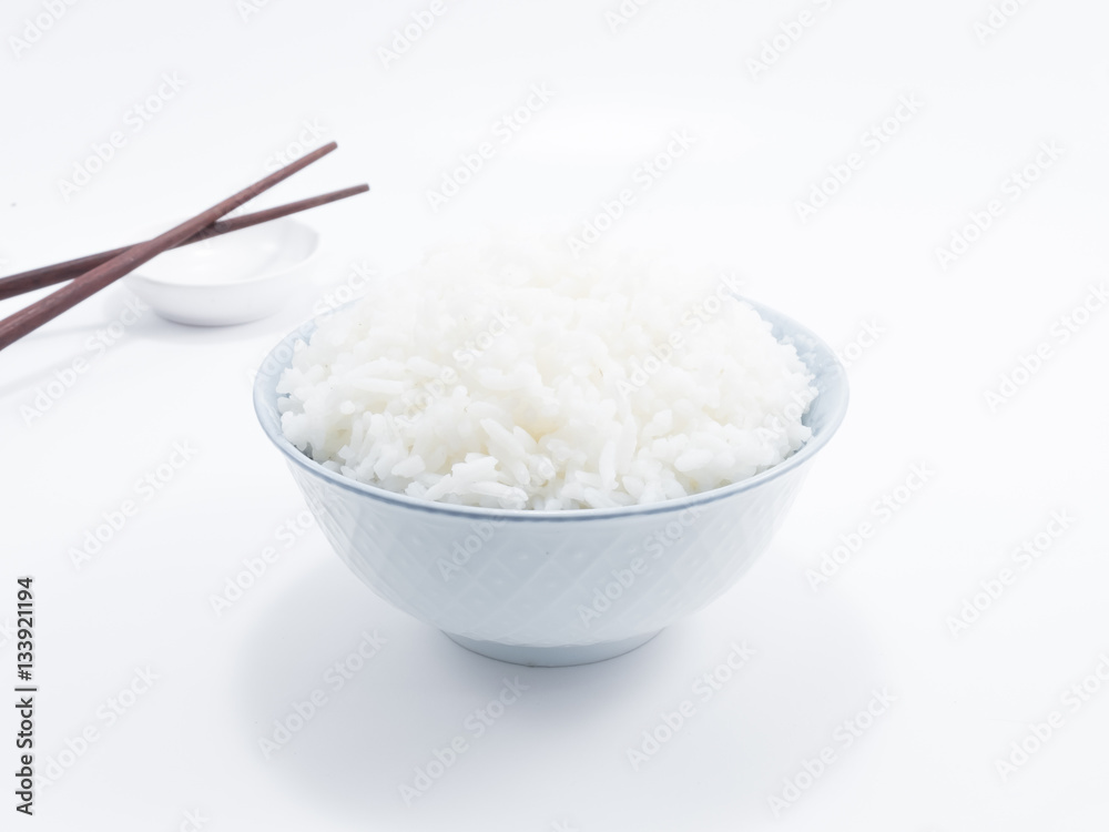 Rice isolated with wood chopsticks isolated Rice isolated with wood chopsticks isolated