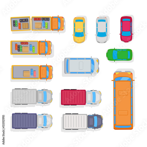 Transport. Automobile Parking on White Background
