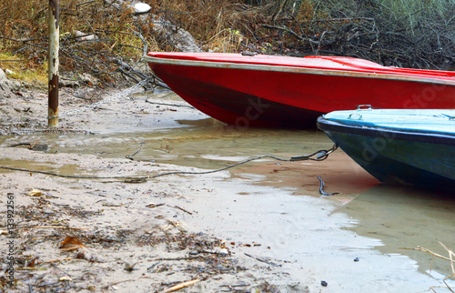 Photography small boat moored