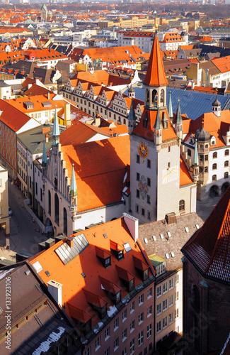 Munich aereal view on Old Town Hall