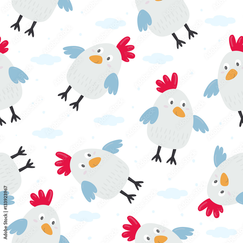 kids seamless pattern with chickens. Vector illustration kids seamless pattern with chickens. Vector illustration