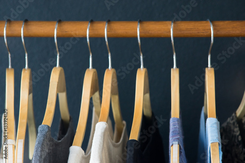 Variety of shirts hanging on the clothesline