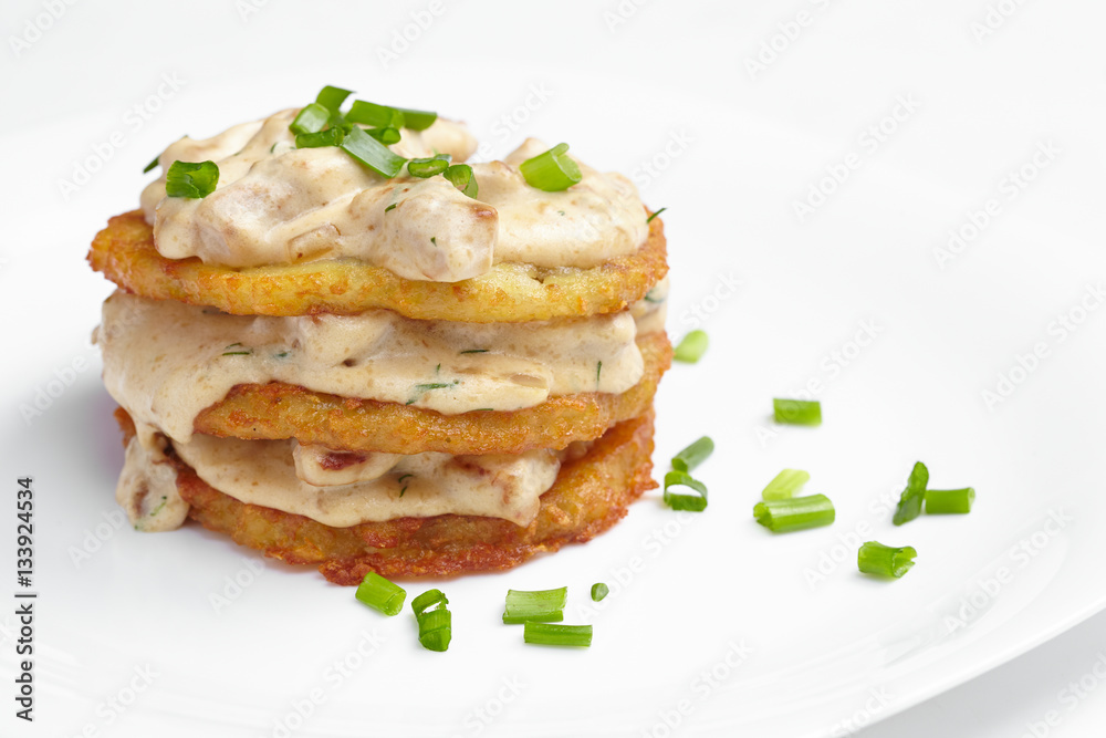 potato pancake with sauce potato pancake with sauce