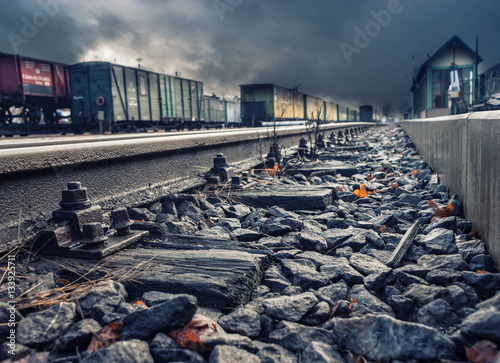 Schienen auf dem Bahnhof