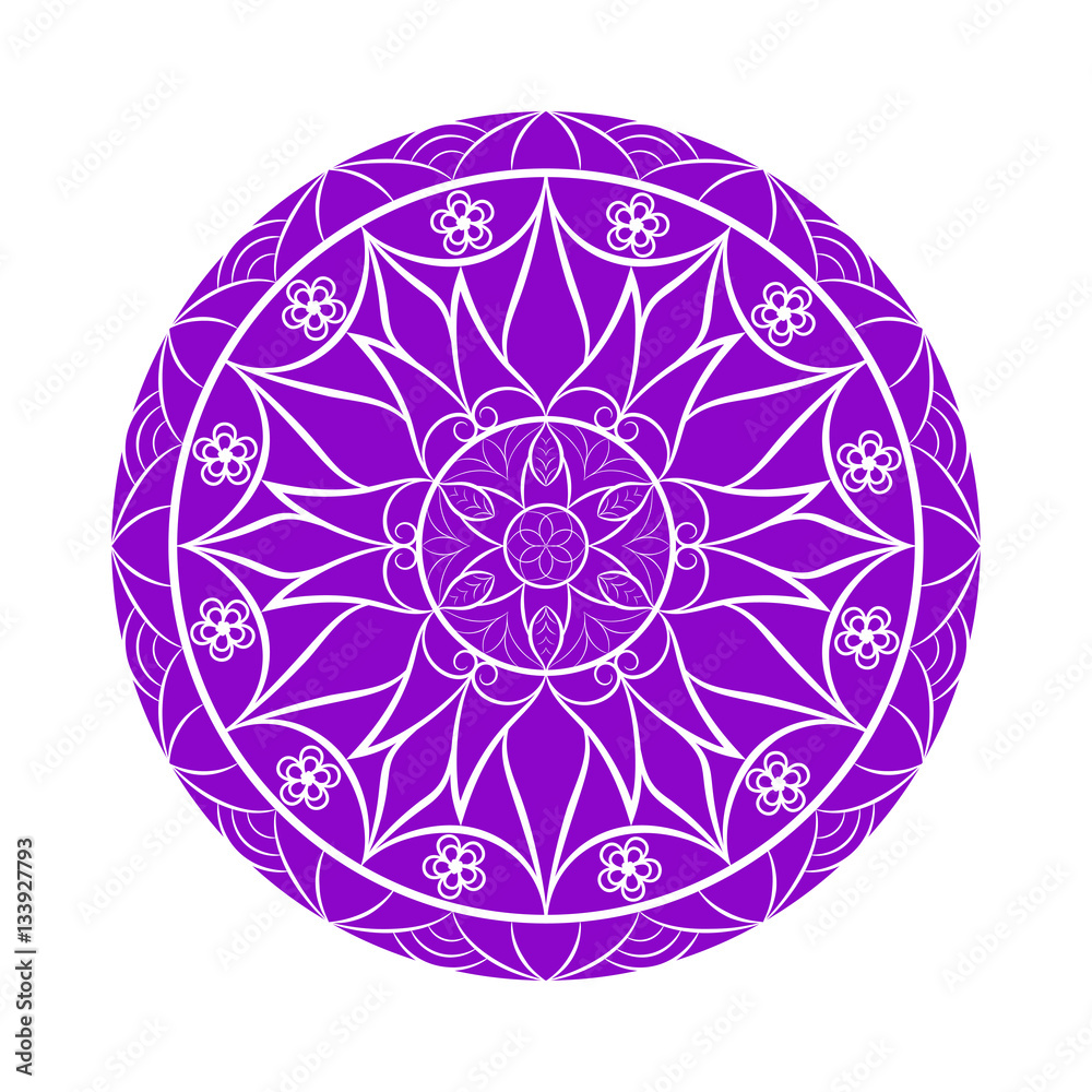 Vector Violet Color Flower mandala over white