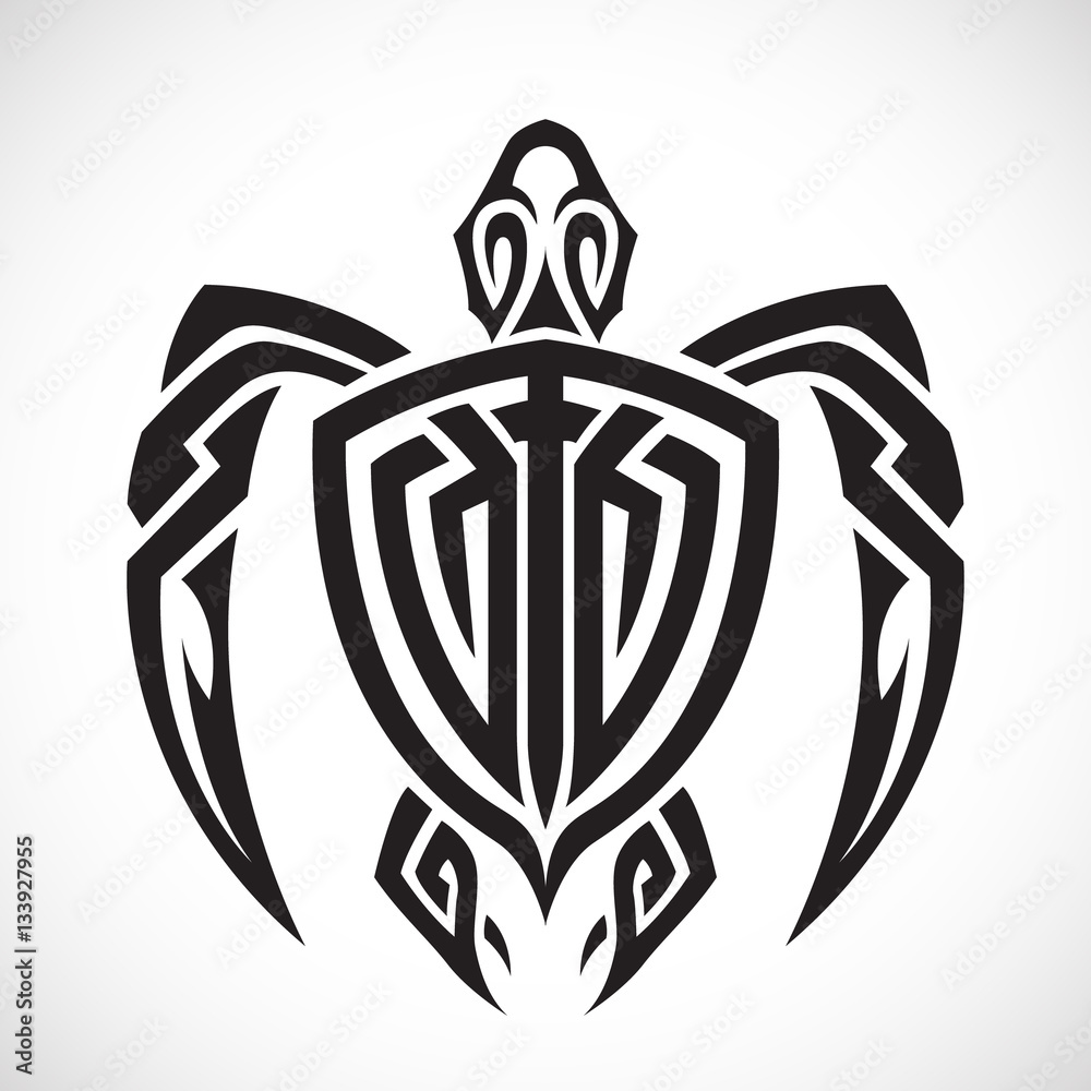 Naklejka premium Turtle in a tribal on a white background.
