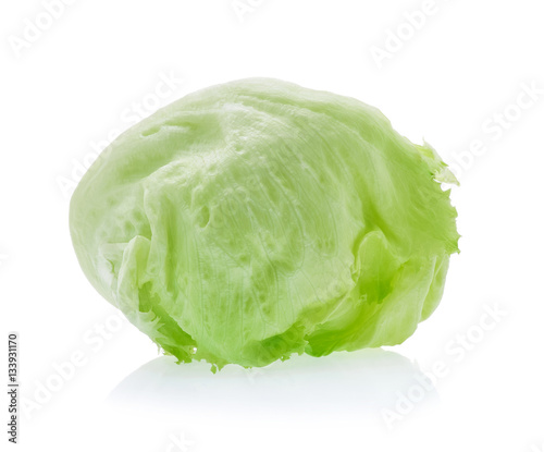 Green Iceberg lettuce on white background
