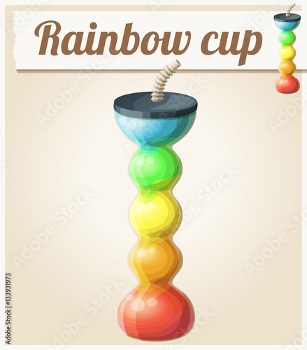 Rainbow ice cup (Frozen drink) unusual shape. Cartoon vector icon. Series of food and ingredients for cooking.