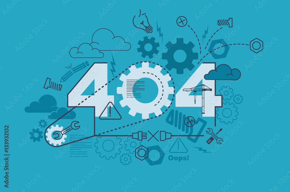 404 error website banner concept with thin line flat design 404 error website banner concept with thin line flat design