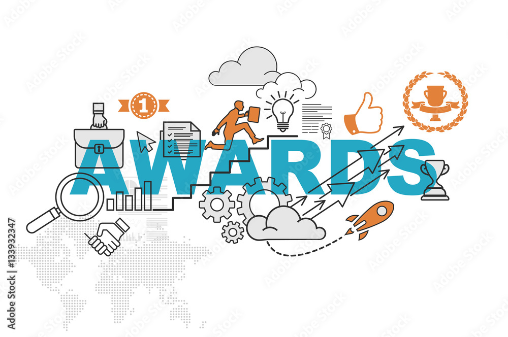Awards website banner concept with thin line flat design