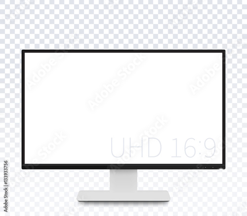 monitor vector mockup, realistic display with blank screen