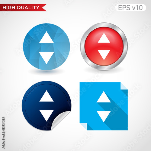 Colored icon or button of arrows symbol with background