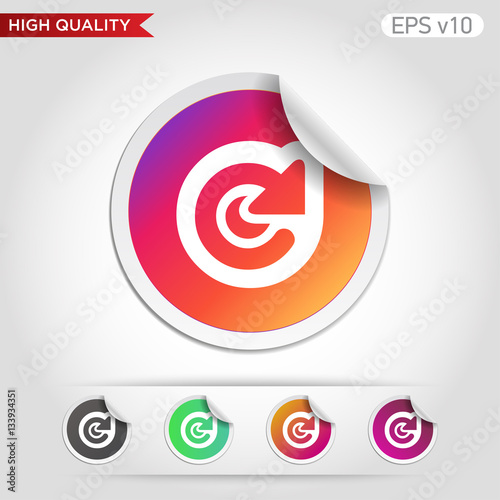Colored icon or button of refresh symbol with background