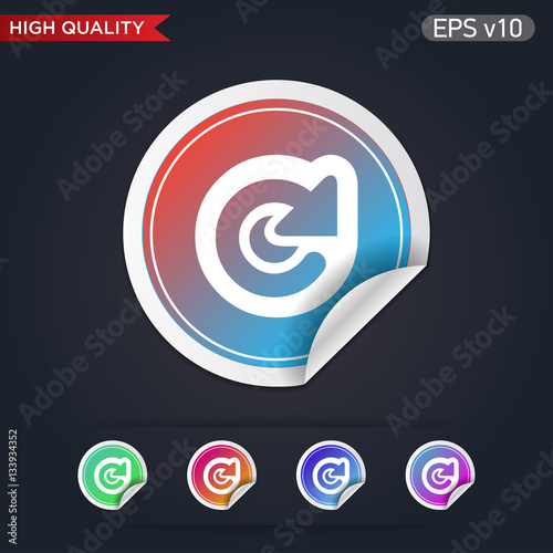 Colored icon or button of refresh symbol with background